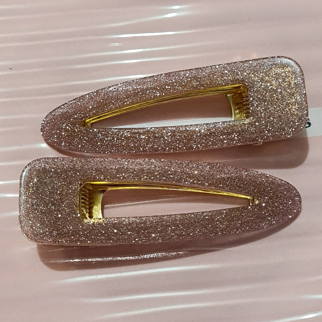 Pack of 2 Rose Pink Glitter Hair Clips